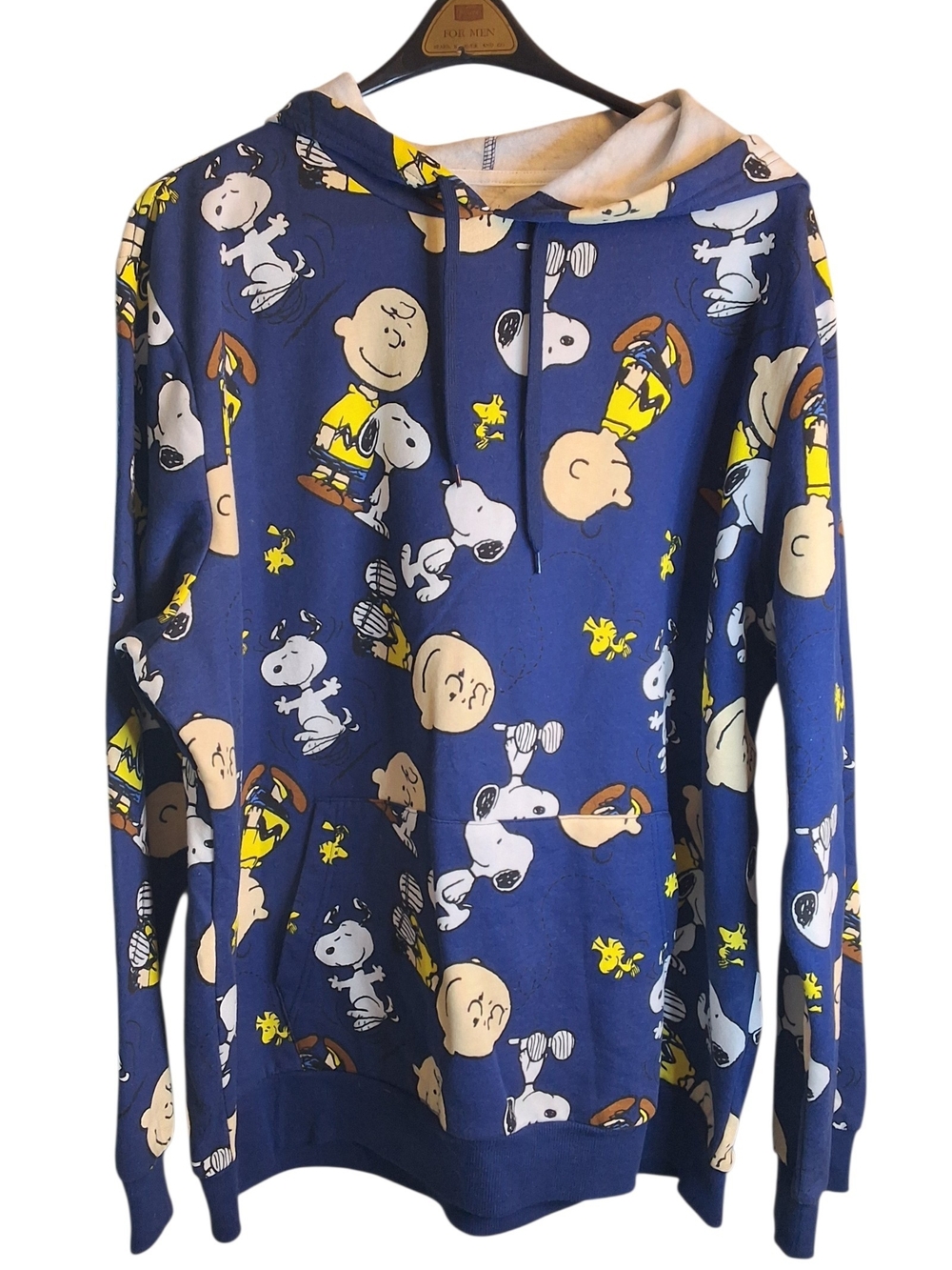 Peanuts Navy Blue XXL Hoodie with Charlie Brown, Snoopy & Woodstock Print